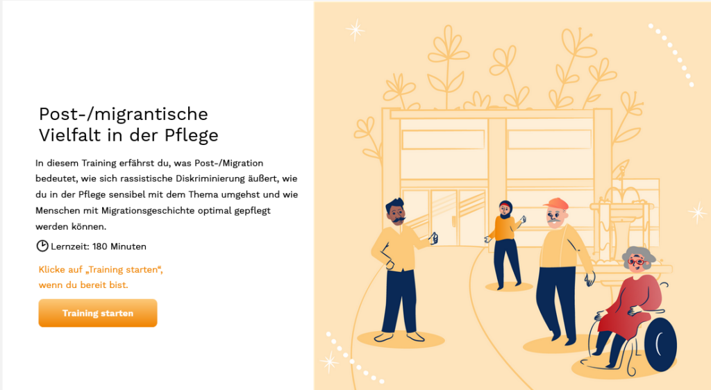 Screenshot E-Learning Basisfortbildung (Post-)migrantische Vielfalt